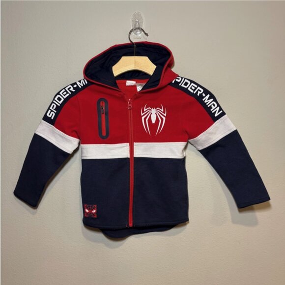 Spiderman Hoodie Marvel Comics Blue/Red Long Sleeve Sweater Size 4T Kids Youth - Picture 6 of 9